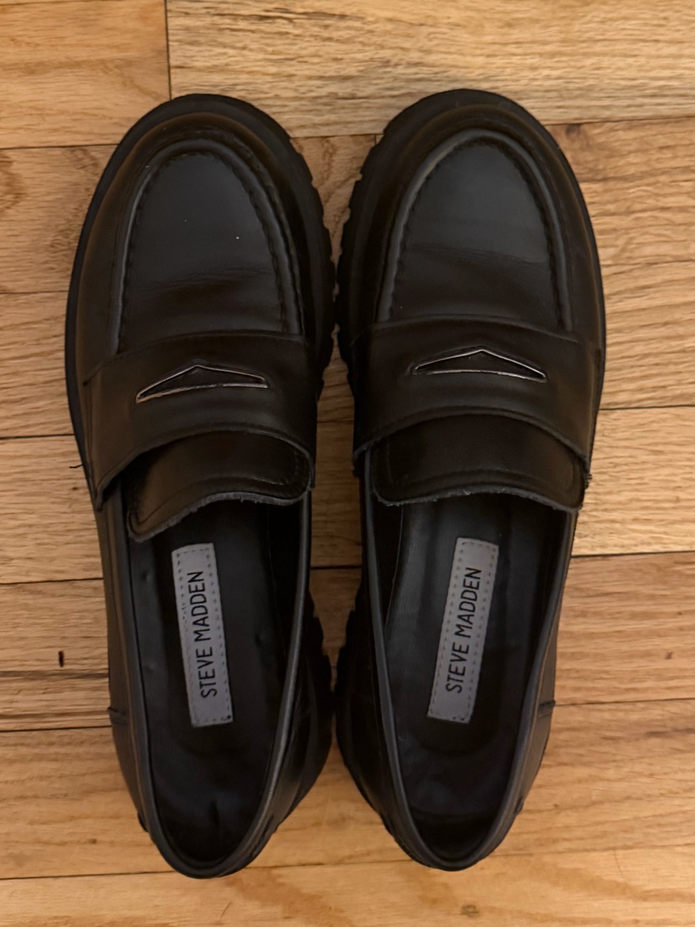 Steve Madden Black Leather Loafers Size 39